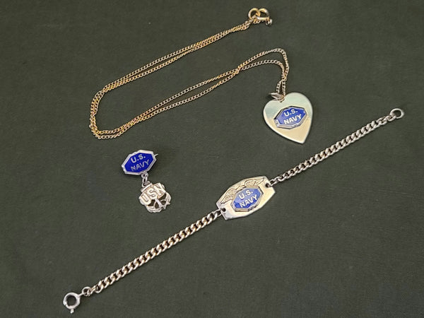 US Navy Sweetheart Set: Necklace Bracelet & Pin