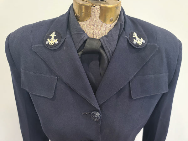 Navy WAVES Uniform: Jacket, Skirt, Blouse & Tie (Named) <br> (B-35" W-24.5" H-34")