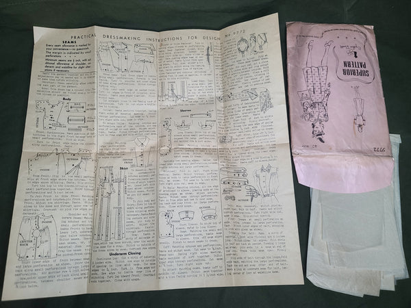 Vintage 1940s Complete Dress Pattern (Bust 40)