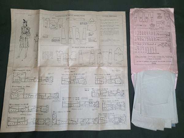 Vintage 1940s Complete Dress Pattern (Bust 40)