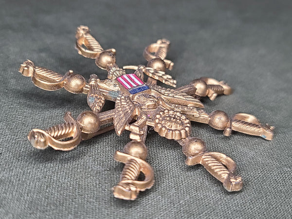 Celluloid Army Eagle and Sword Sweetheart Pin on Card