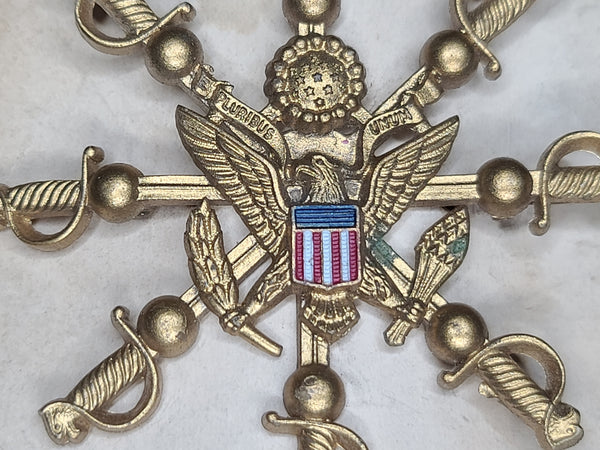 Celluloid Army Eagle and Sword Sweetheart Pin on Card