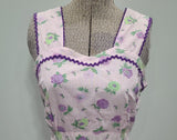 Purple Striped Flower Print Sleeveless Dress <br> (B-32" W-24" H-38")