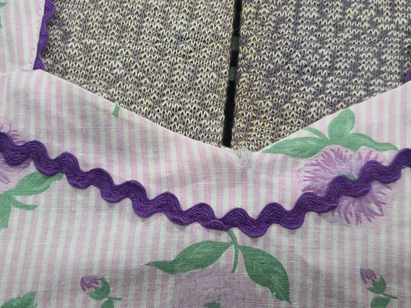 Purple Striped Flower Print Sleeveless Dress <br> (B-32" W-24" H-38")