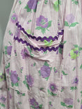 Purple Striped Flower Print Sleeveless Dress <br> (B-32" W-24" H-38")