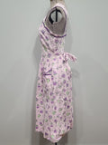 Purple Striped Flower Print Sleeveless Dress <br> (B-32" W-24" H-38")