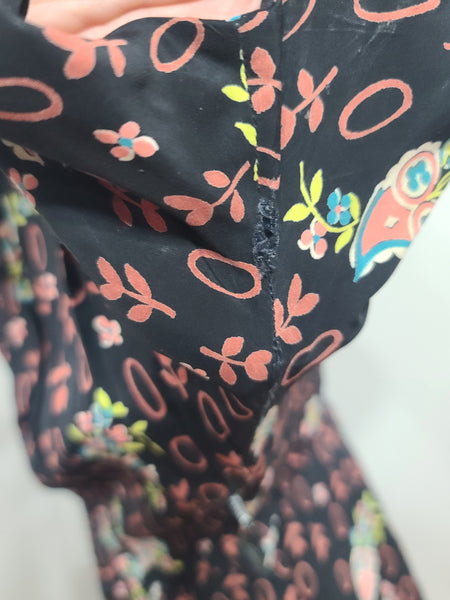 Flower and Leaf Print Cold Rayon Dress <br> (B-36" W-28" H-37")