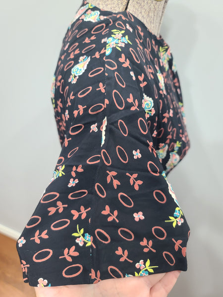 Flower and Leaf Print Cold Rayon Dress <br> (B-36" W-28" H-37")