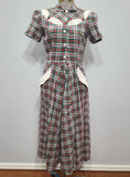 Green and Red Plaid Dress with White Trim <br> (B-33.5" W-26" H-36")