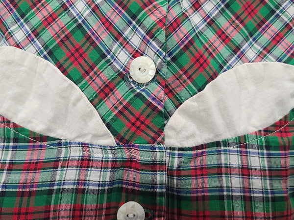 Green and Red Plaid Dress with White Trim <br> (B-33.5" W-26" H-36")