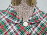Green and Red Plaid Dress with White Trim <br> (B-33.5" W-26" H-36")