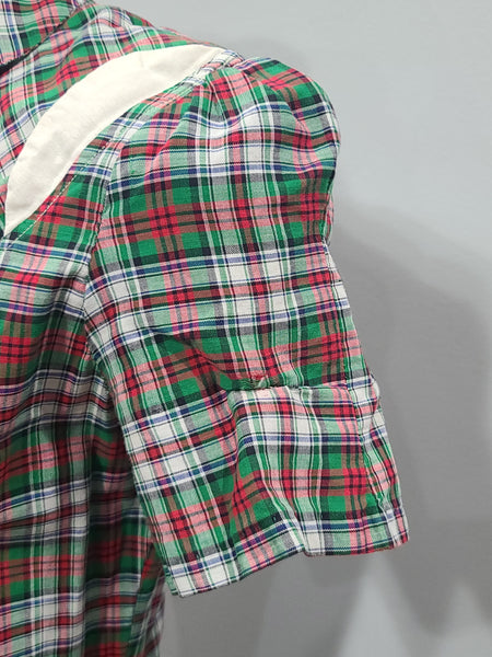 Green and Red Plaid Dress with White Trim <br> (B-33.5" W-26" H-36")