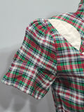 Green and Red Plaid Dress with White Trim <br> (B-33.5" W-26" H-36")