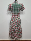 Green and Red Plaid Dress with White Trim <br> (B-33.5" W-26" H-36")