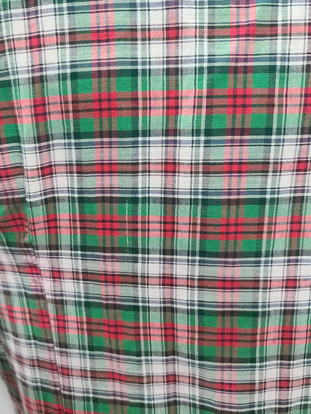 Green and Red Plaid Dress with White Trim <br> (B-33.5" W-26" H-36")