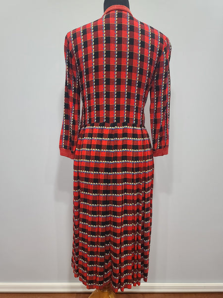 German Red and Black Plaid Dress with Heart Designs <br> (B-38" W-32" H-48")