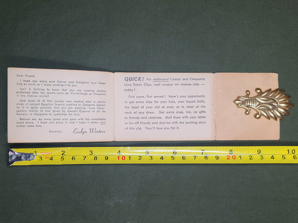 Caesar and Cleopatra Love Token Clip on Card (from the 1945 movie)
