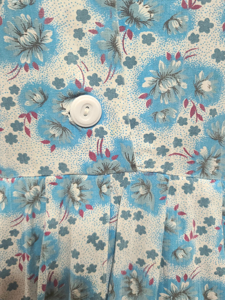Soviet Blue Flower Print Dress <br> (B-39" W-37" H-48")