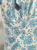 Soviet Blue Flower Print Dress <br> (B-39" W-37" H-48")