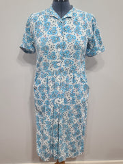 Soviet Blue Flower Print Dress <br> (b-39" W-37" H-48")