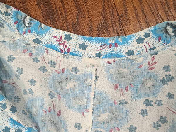 Soviet Blue Flower Print Dress <br> (B-39" W-37" H-48")
