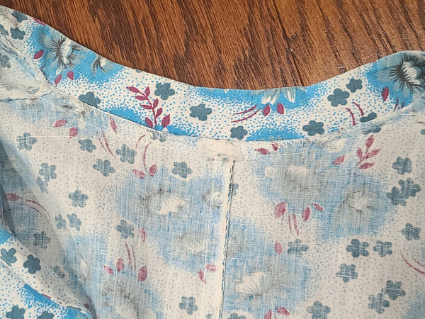 Soviet Blue Flower Print Dress <br> (b-39" W-37" H-48")