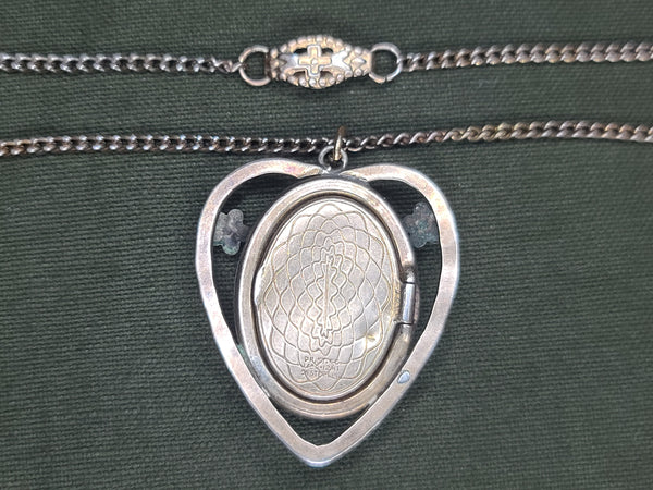 Army Sweetheart Heart Flower Locket Necklace