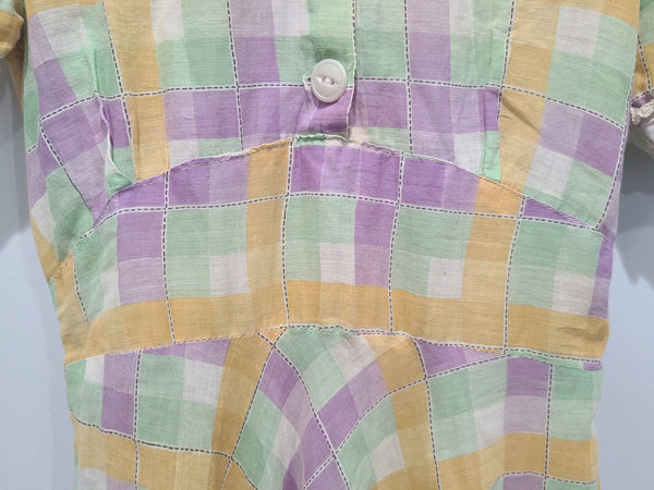 Pastel Plaid Lightweight Dress (AS-IS) <br> (B-32" W-26.5" H-36")