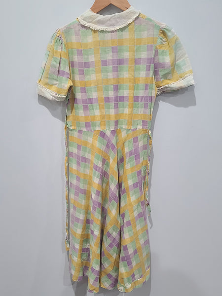 Pastel Plaid Lightweight Dress (AS-IS) <br> (B-32" W-26.5" H-36")