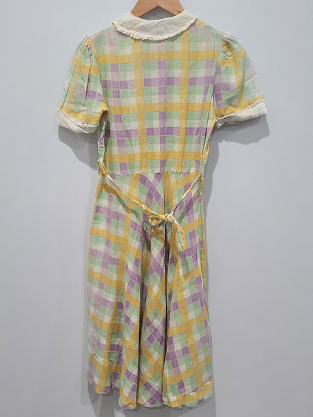 Pastel Plaid Lightweight Dress (AS-IS) <br> (B-32" W-26.5" H-36")