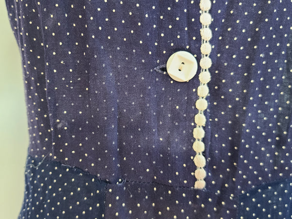 Navy Blue Polka Dot See-Through Dress <br> (B-36" W-28" H-35")