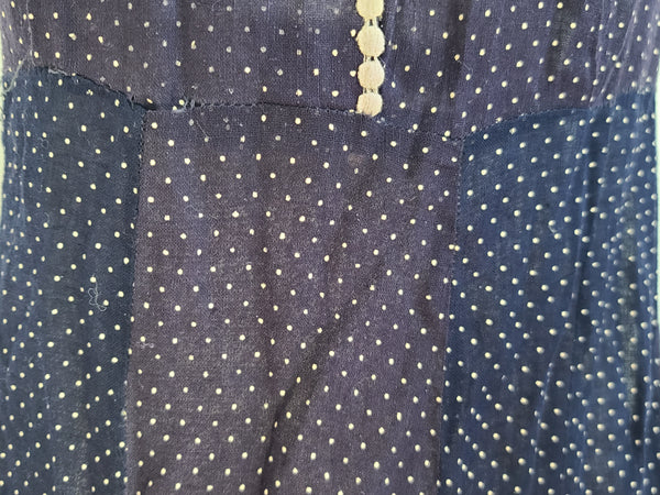 Navy Blue Polka Dot See-Through Dress <br> (B-36" W-28" H-35")