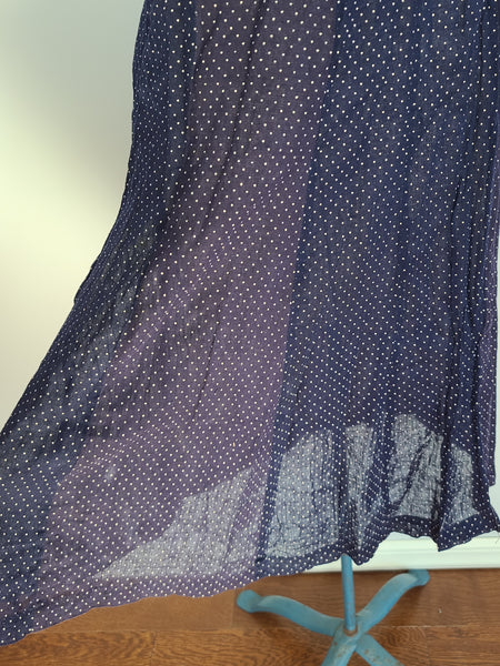 Navy Blue Polka Dot See-Through Dress <br> (B-36" W-28" H-35")