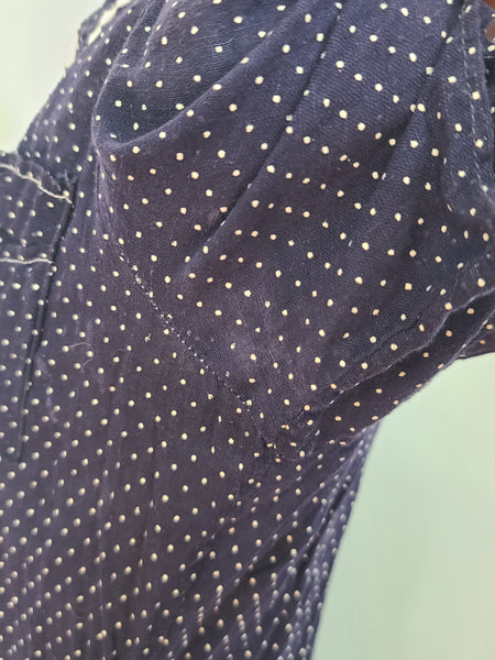 Navy Blue Polka Dot See-Through Dress <br> (B-36" W-28" H-35")