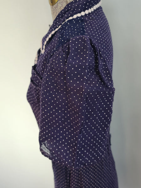 Navy Blue Polka Dot See-Through Dress <br> (B-36" W-28" H-35")