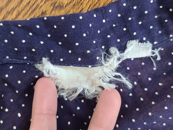 Navy Blue Polka Dot See-Through Dress <br> (B-36" W-28" H-35")