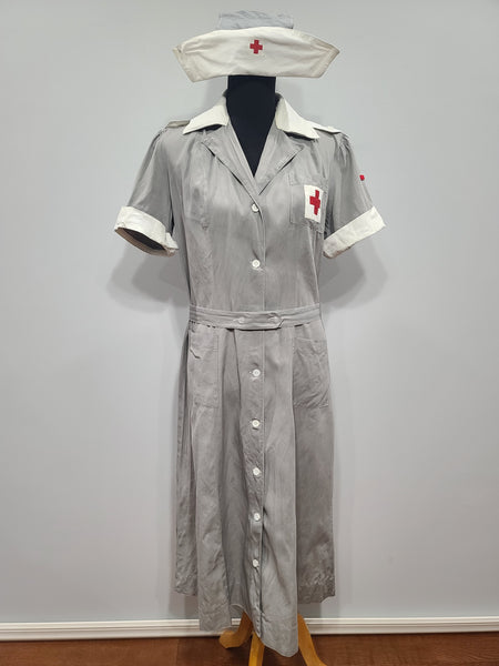 American Red Cross Gray Lady Short Sleeve Uniform Dress & Hat <br> (B-44" W-34" H-43")