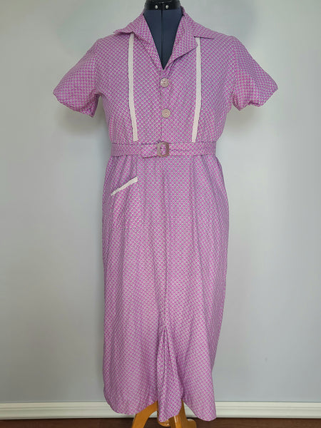 Purple/Pink Print Dress and Belt <br> (B-44" W-38" H-43")