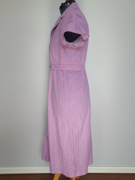 Purple/Pink Print Dress and Belt <br> (B-44" W-38" H-43")