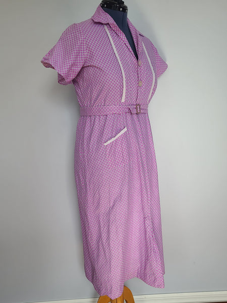 Purple/Pink Print Dress and Belt <br> (B-44" W-38" H-43")