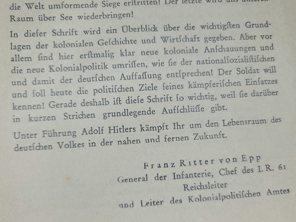 1941 Tornisterschrift Kolonialpolitik Heute