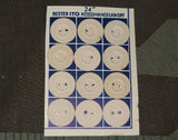 Original 15mm Paper Buttons on Card