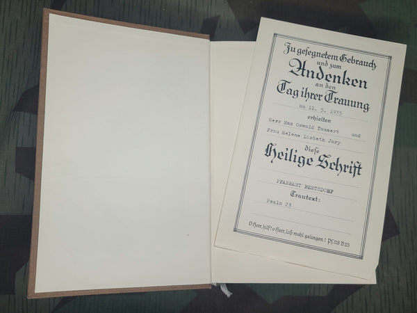 Heilige Schrift Bible 1933 with 1935 Wedding Paper