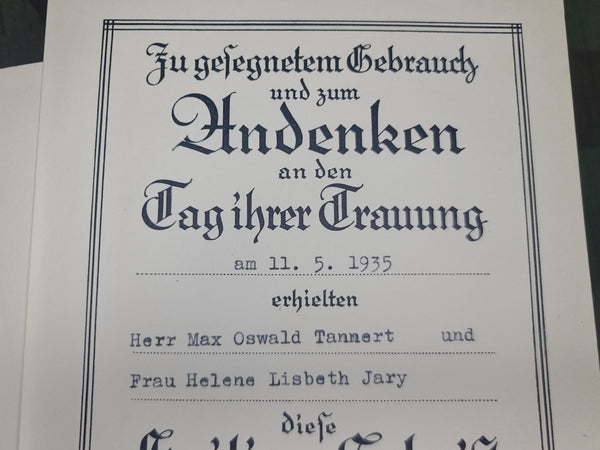 Heilige Schrift Bible 1933 with 1935 Wedding Paper