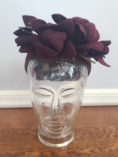 Burgundy Felt Flower Hat