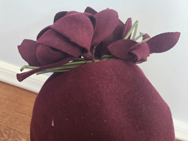 Burgundy Felt Flower Hat