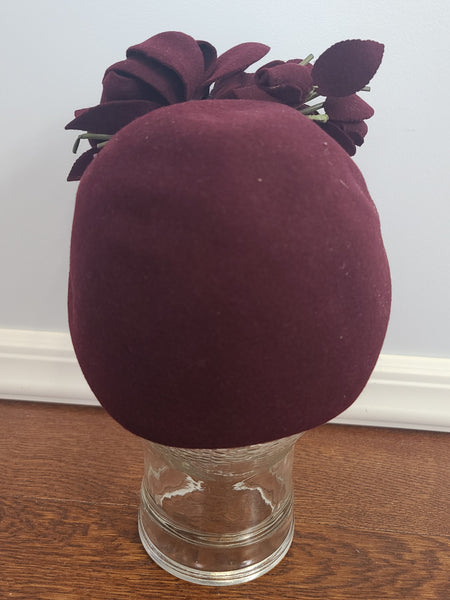 Burgundy Felt Flower Hat