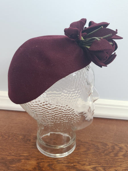 Burgundy Felt Flower Hat