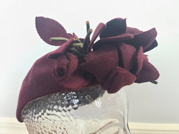 Burgundy Felt Flower Hat