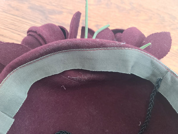 Burgundy Felt Flower Hat